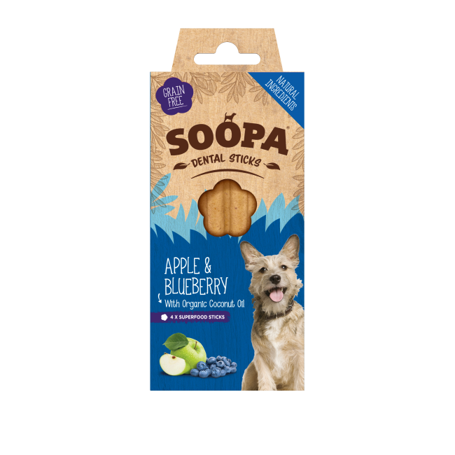 Soopa Dentals s jablky a borůvkami